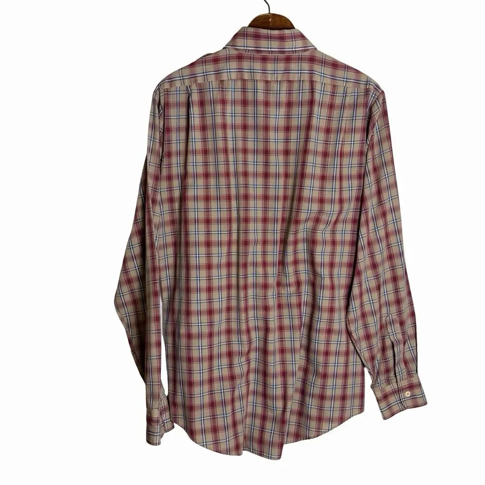 Levis Mens Shirt XL Brown Plaid 80s Button Up Tabs Korea TEAR SEE PICS Vintage